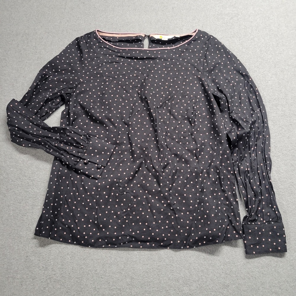 Boden Black and Pink Polka Dot Silk Blend Blouse‎ Women's Size 6 Dress